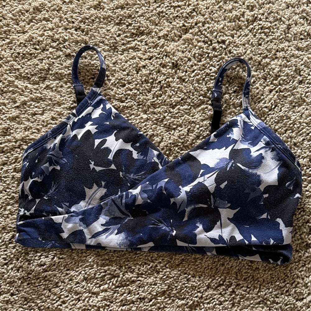 Fabletics Navy and White Floral Tank Top